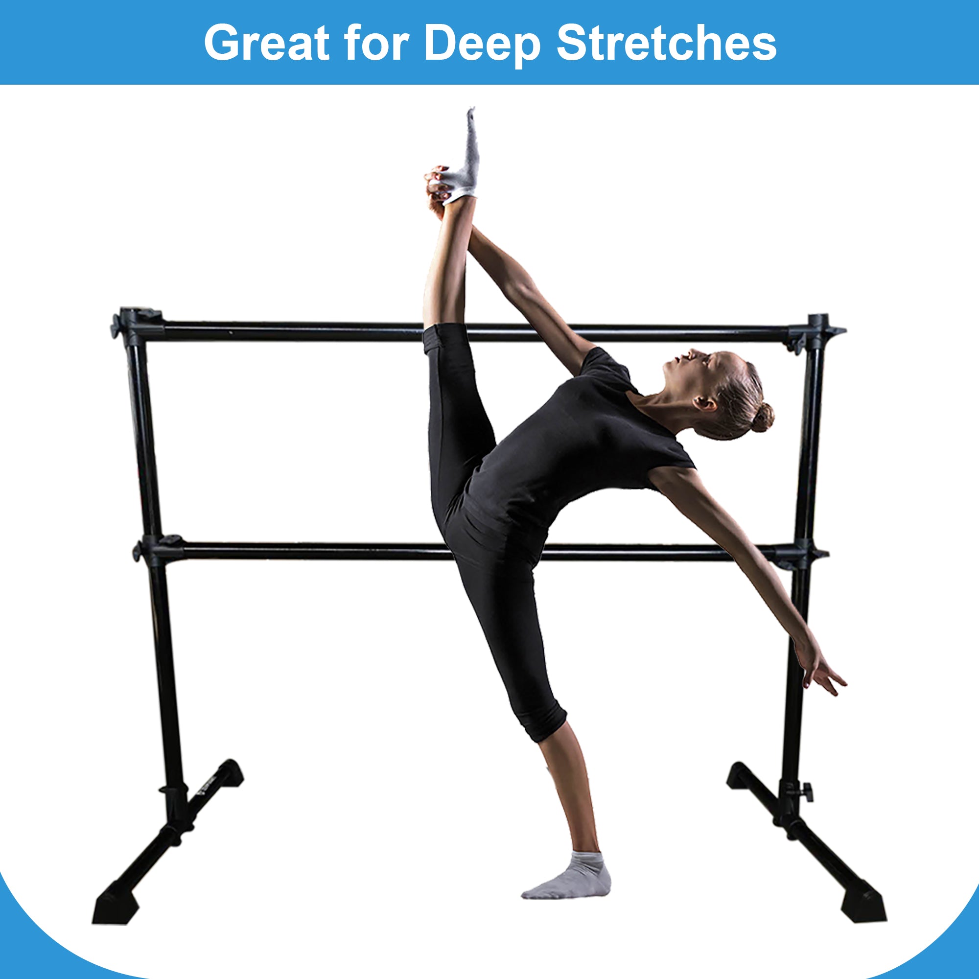 5FT Freestanding Double Aluminum Ballet Barre - Professional Dance Bar Portable Lightweight + Carry Bag
