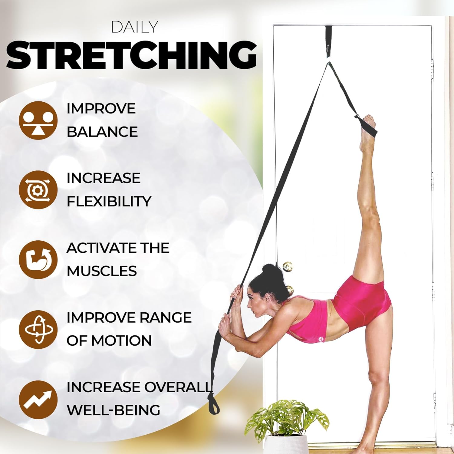 Yoga Fitness Stretching Strap, Verstelbare Hoogte Beenstretcher Taille Rug Stretch Band, Oefeningen Deur Flexibiliteit Trektrainer voor Rehab Pilates Ballet Cheerleading Splits Gymnastiek (Groen Yoga Fitness Stretching Strap, Verstelbare Hoogte Beenstretcher Taille Rug Stretch Band, Oefeningen Deur Flexibiliteit Trektrainer voor Rehab Pilates Ballet Cheerleading Splits Gymnastiek (Groen