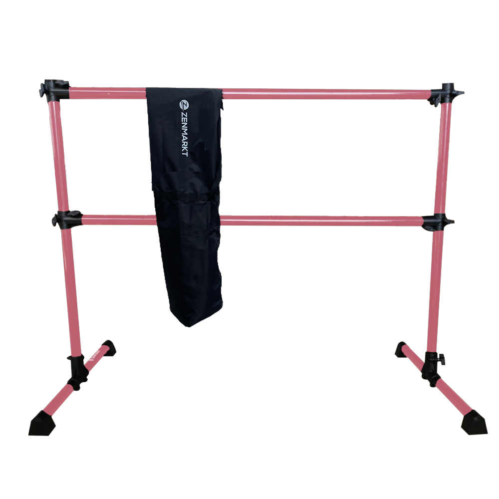 5FT Freestanding Double Aluminum Ballet Barre - Professional Dance Bar Portable Lightweight + Carry Bag