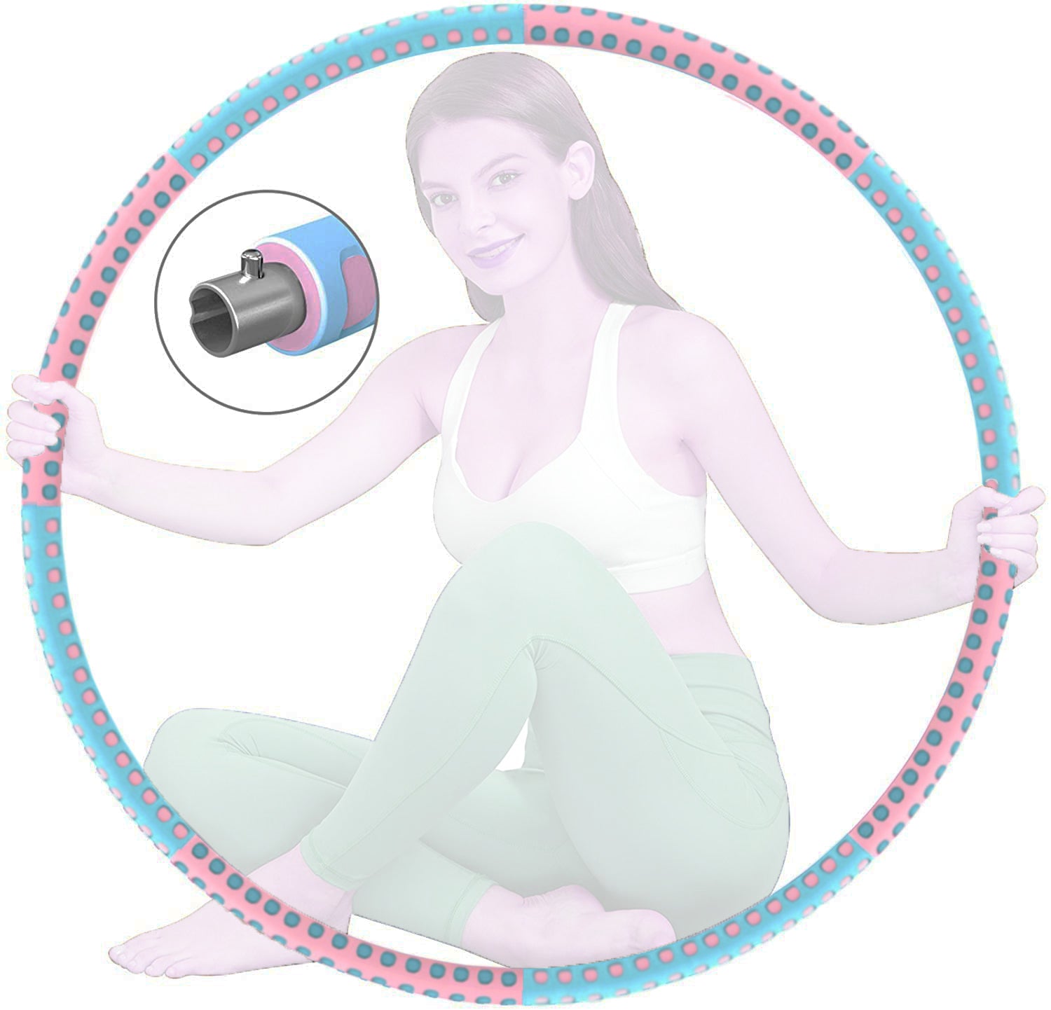 Zenmarkt Smart Weighted Hula Hoop for Adults - 8 Section Detachable Exercise Hula Hoop for Women, Soft Padded Exercise Hoop, Portable and Adjustable Fitness Circle for Gym Home Workouts